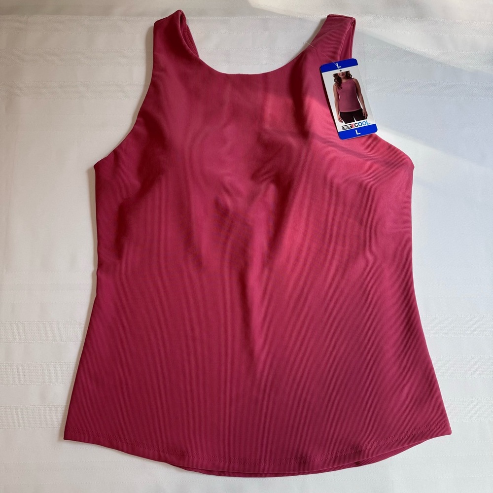 32 Degrees Cool Slate Rose Ribbed Bra Tank Built-In Bra L New - Picture 7 of 10